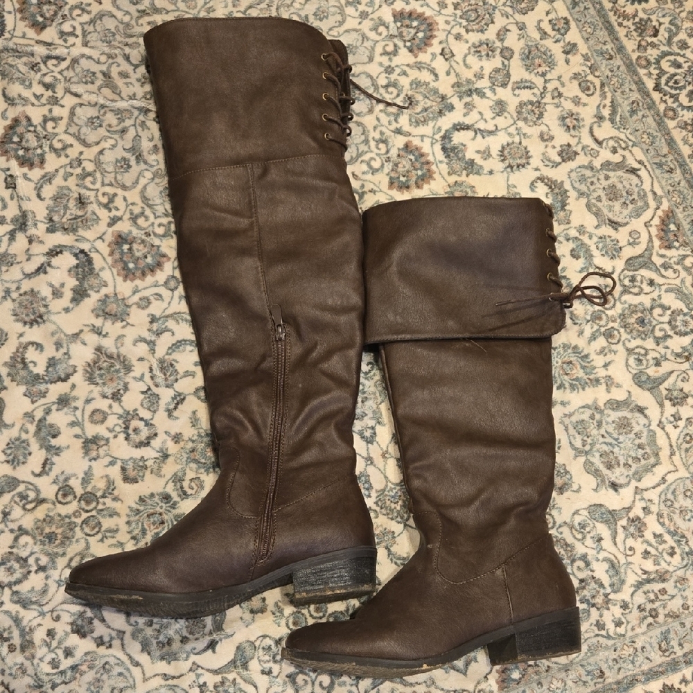 Dream Pairs Brown Over the Knee Boots with Slouchy Design